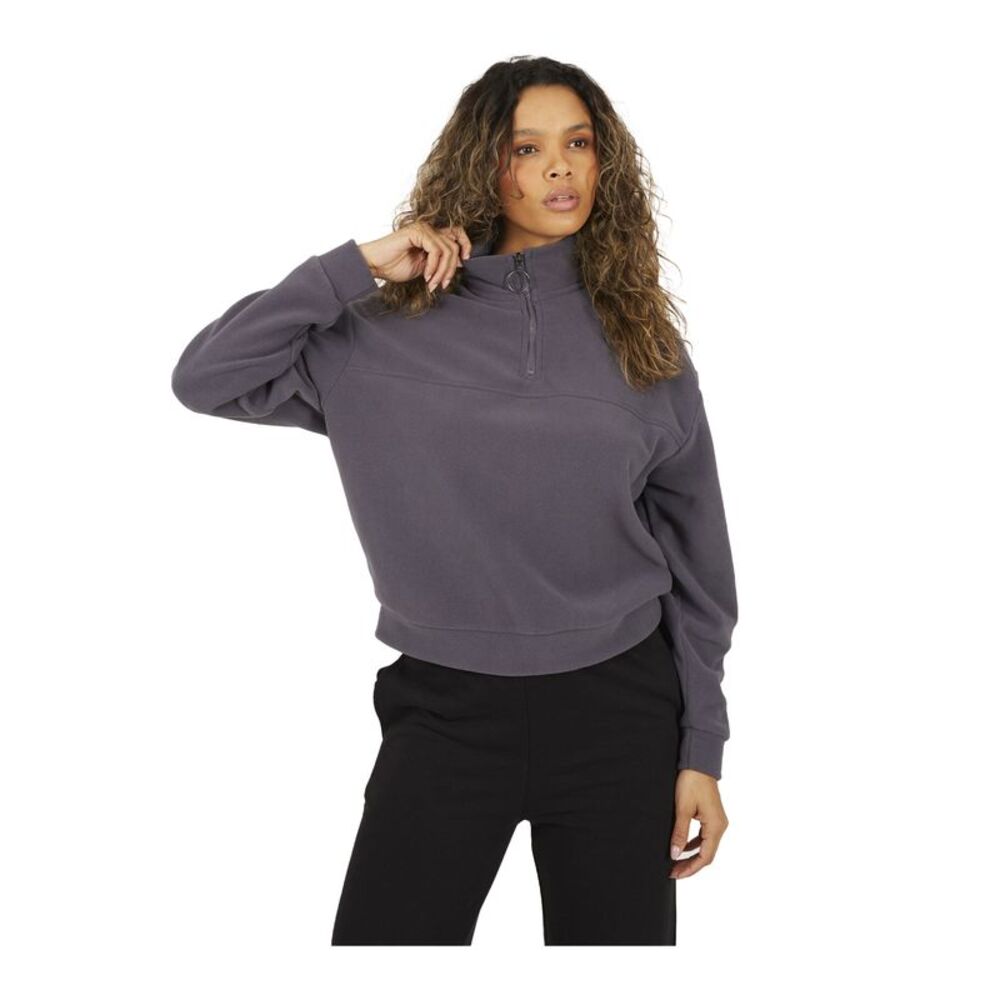 Brave Soul Womens/Ladies Polar Fleece Half Zip Sweatshirt / Charcoal